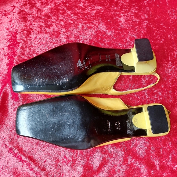 Vintage Shoes Women's by BALLY 37 EU 6 1/2 US Size Yellow Real Patent Leather π - Picture 11 of 16